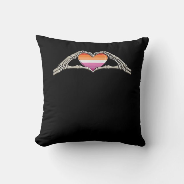 Coussin Bone Hands Heart Lesbian Goth (Recto)