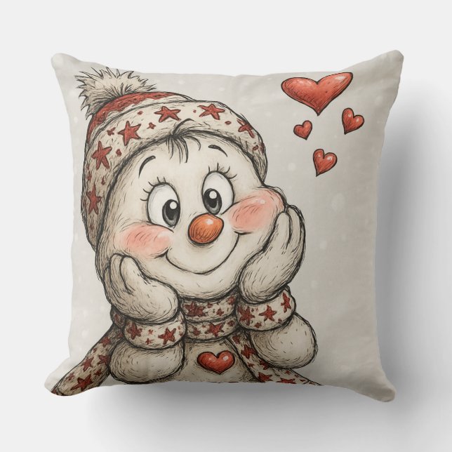 Coussin Bonhomme de neige amoureux (Recto)