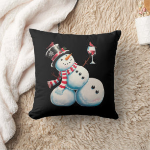 Coussin Bonhomme de neige avec vin Noël Cadeau de Noël drô