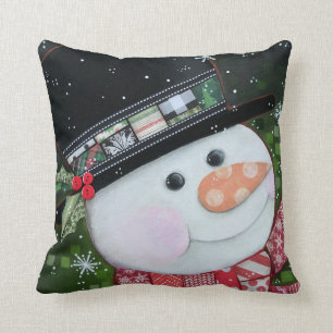 Coussin Bonhomme de neige de patchwork 16"" carreau x16