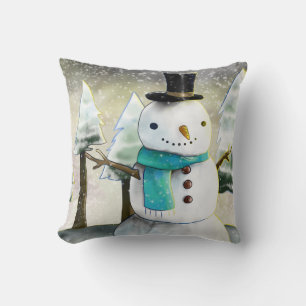 Coussin Bonhomme de neige fantaisiste dans un dessin de No