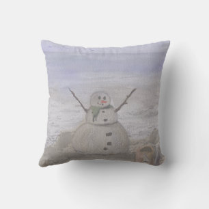 Coussin Bonhomme de neige Frosty à la plage