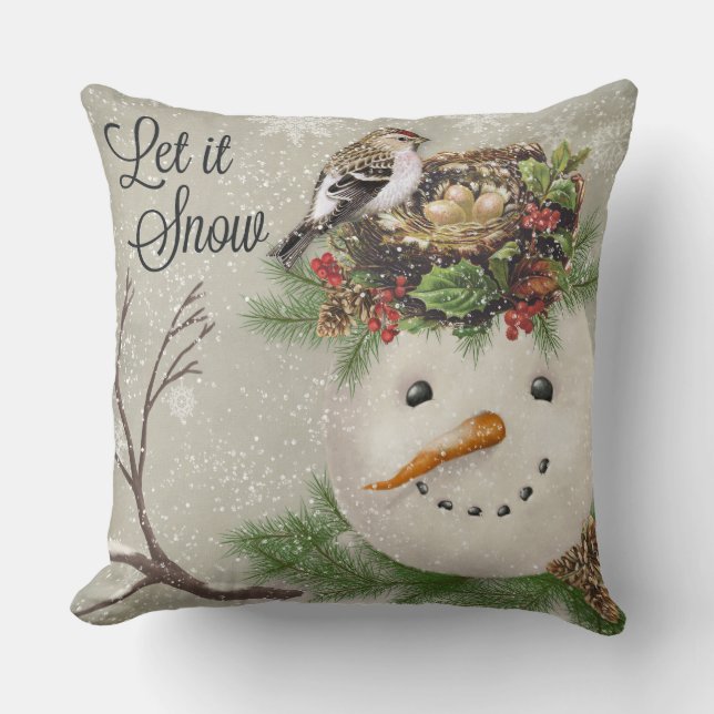 Coussin bonhomme de neige vintage moderne de jardin (Recto)