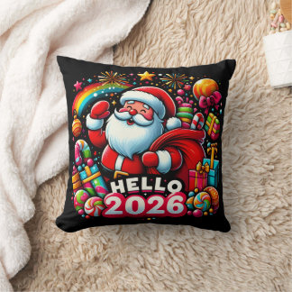 Coussin Bonjour 2026 Père Noël Noël Personnalisé Nouvel An