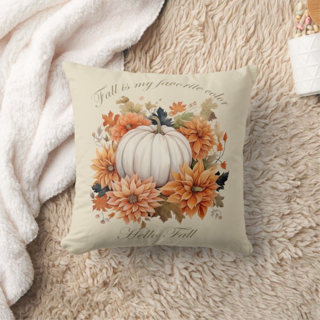 Coussin Bonjour Automne aquarelle fleur sauvage feuilles d (Couverture)