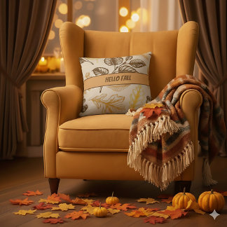 Coussin Bonjour Automne Brown Orange Feuilles - Ferme Auto