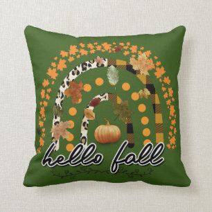 Coussin Bonjour Automne Citrouille Coton tendance 16"X16