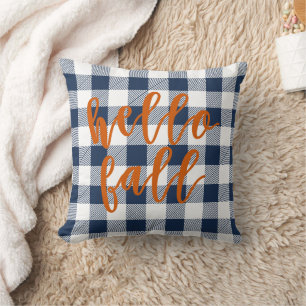 Coussin Bonjour Automne Marine Buffalo Plaid