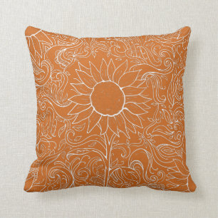 Coussin Bonjour Automne Tournesol Orange Automne Réversib