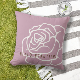 Coussin Bonjour Belle - Fleur de Rose Rose Moderne