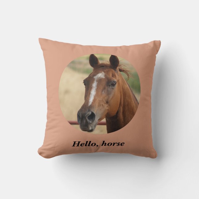 Coussin Bonjour cheval et cheval de rêves doux (Recto)