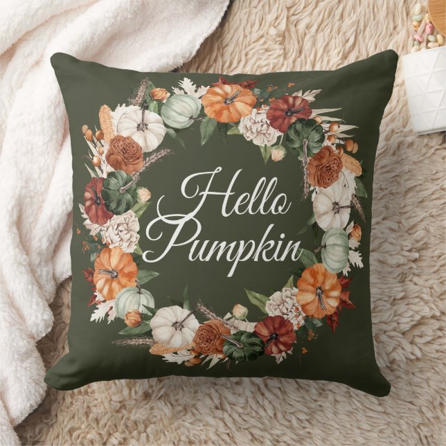 Coussin bonjour citrouille automne moisson grâce (Couverture)