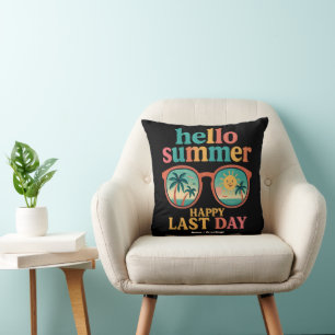 Coussin Bonjour été heureux Dernier jour de design scolair