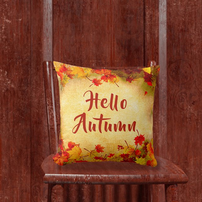 Coussin Bonjour Feuilles d'automne sur l'ancien Arrière -  (Créateur téléchargé)