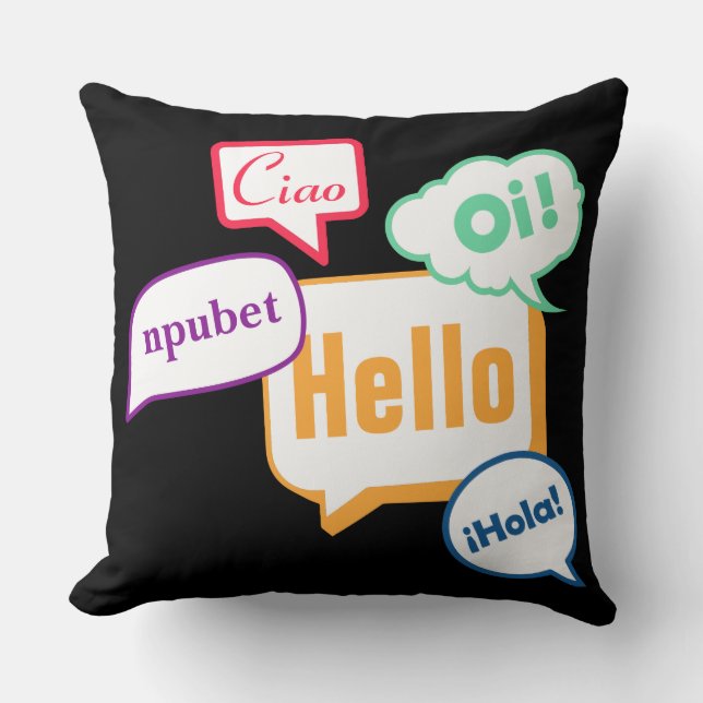 Coussin Bonjour  | Langues (Recto)