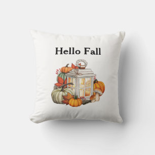 Coussin Bonjour Lanterne Citrouilles Décoration d'Automne