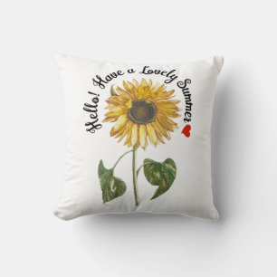 Coussin Bonjour ! Passez un été merveilleux - Tournesol vi