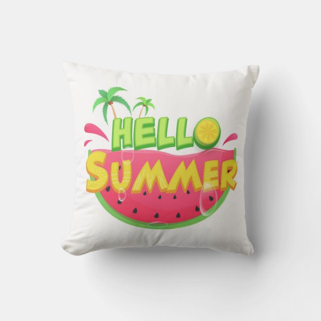 Coussin Bonjour Pastèque d'Été (Recto)