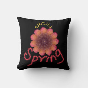 Coussin Bonjour Printemps - Fleur Texturée Rose et Orange 