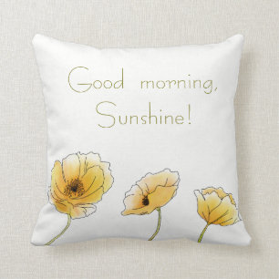 Coussin Bonjour, soleil ! Pavots jaunes d'aquarelle