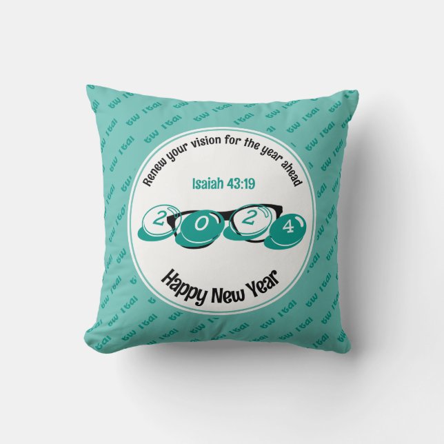 Coussin Bonne année 2024 Christian Aqua (Recto)