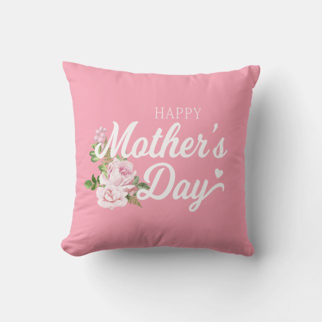 Coussin Bonne fête des mères aux roses roses roses| Lancer (Recto)