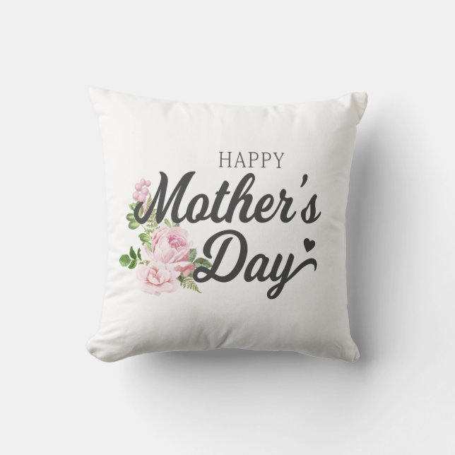 Coussin Bonne fête des mères aux roses roses roses| Lancer (Recto)