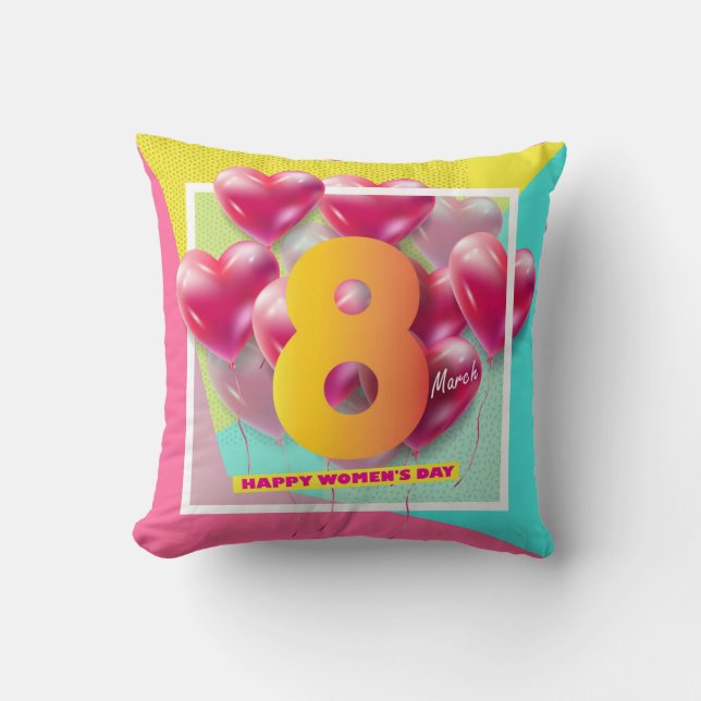 Coussin Bonne journée des femmes ! Fête internationale du  (Recto)