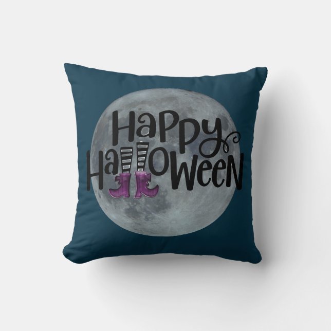 Coussin Bonne Lune d'Halloween (Recto)