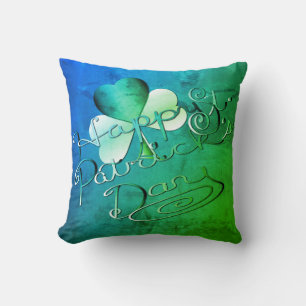 Coussin "Bonne Saint Patrick's Day" écrit à la main avec l