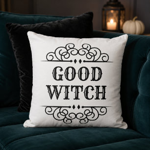 Coussin Bonne Sorcière Personnalisé Halloween Blanc