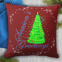 Coussin Bonnes Fêtes Noël Arbre Rouge Fête