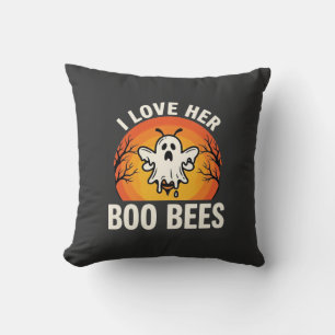 Coussin Boo Bees Halloween Ghost Bee Drôle Design_1