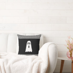 Coussin BOO ! Fantôme mignon et effrayant Halloween Noir B