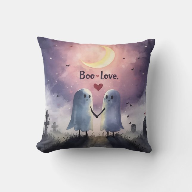 Coussin Boo Love Cute Ghost Couple Halloween (Recto)