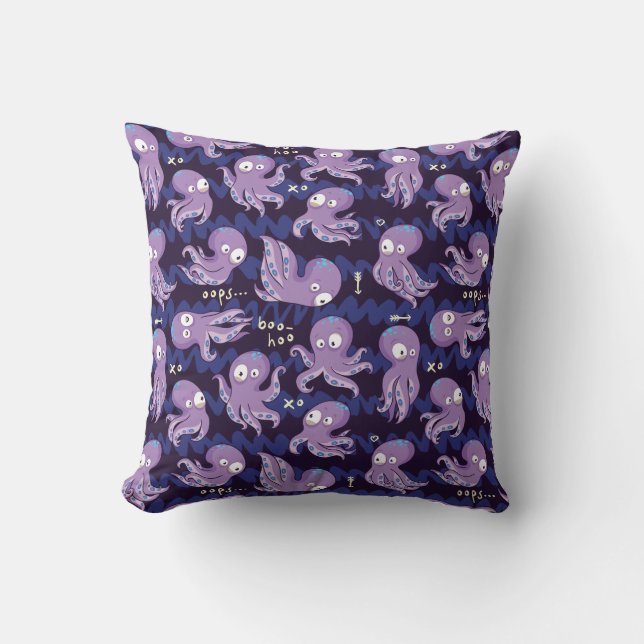 Coussin Boo Octopus mignon Violet Enfants Vêtements & Déco (Recto)