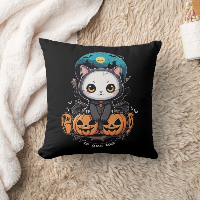 Coussin Booko to You Too | Bat chat mignonne ailes et Citr (Couverture)