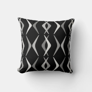 Coussin Boomerangs du milieu du siècle noir gris