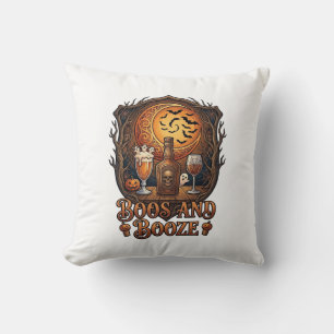 Coussin Boos Boisson Halloween Crâne Bouteille Bière Vin C