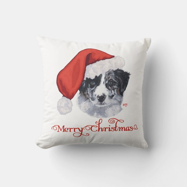 Coussin Border Collie Noël (Recto)