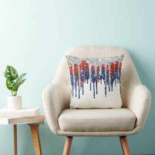 Coussin Bordure à égouttement de paillettes patriotiques