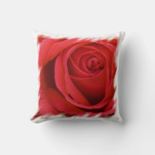 Coussin Bordure blanche rose rouge