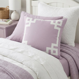 Coussin Bordure grecque violet et blanc lilas