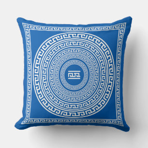 Coussin Bordures blanches sur Arrière - plan bleu gris