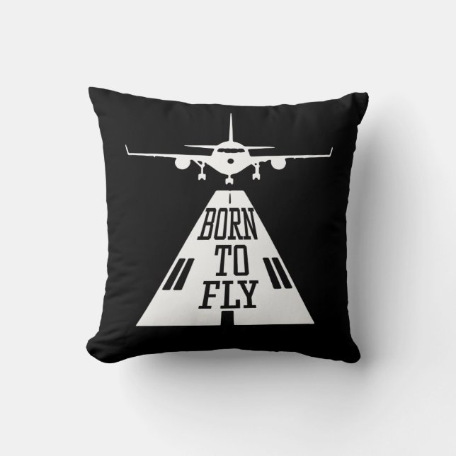 Coussin Born To Fly Aviation Pilot Flying Airplane Aircraf (Recto)