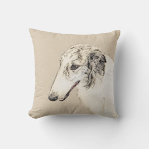 Coussin Borzoi (Brindle d'argent) Peinture originale de ch