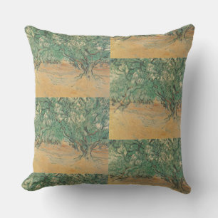 Coussin Bosquet d'oliviers de Van Gogh - Art naturel vert 