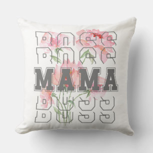 Coussin Boss MAMA l Joyeux jour de la mère l Aquarelle flo