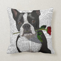 Boston Terrier avec Rose dans la bouche