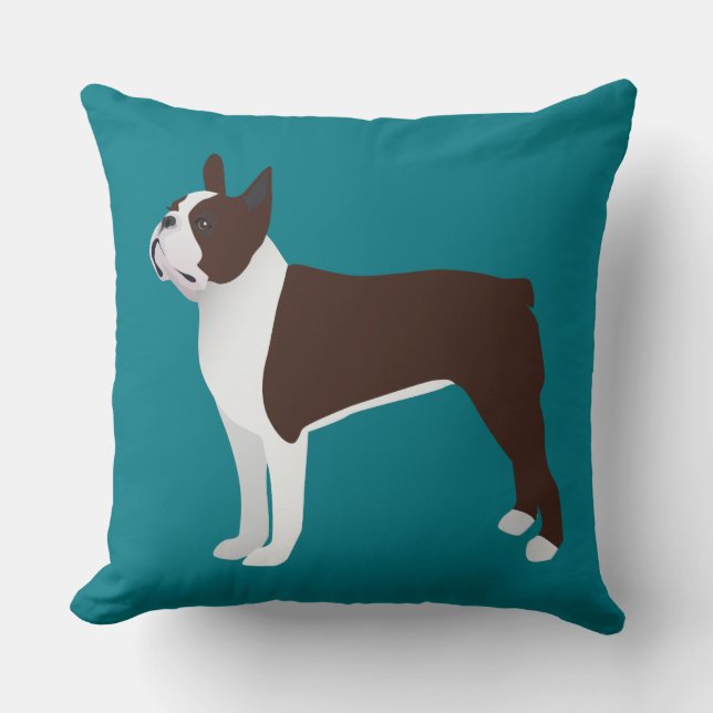 Coussin Boston Terrier Personnaliser de base avec texte et (Recto)